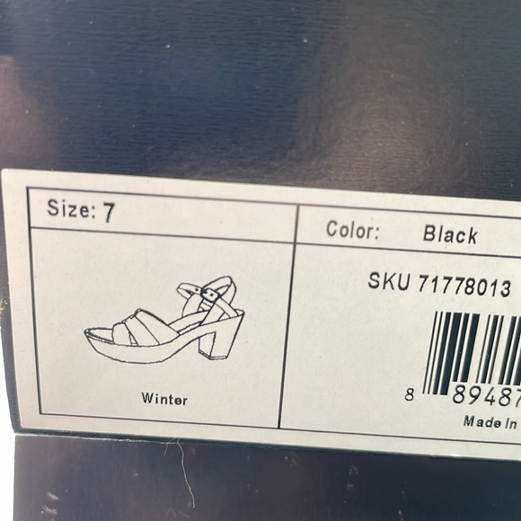 SM New‎ York Black Winter Chunky Platform Heels Sandals Shoes 70s 90s Y2K NIB - Picture 13 of 15